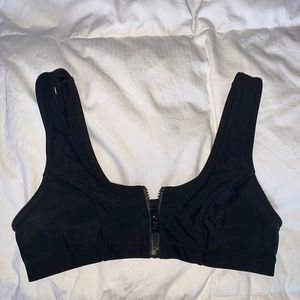 Blackbough black zip up bikini top